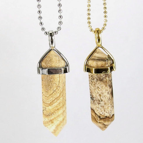 Picture Jasper Gemstone Pendant Necklace